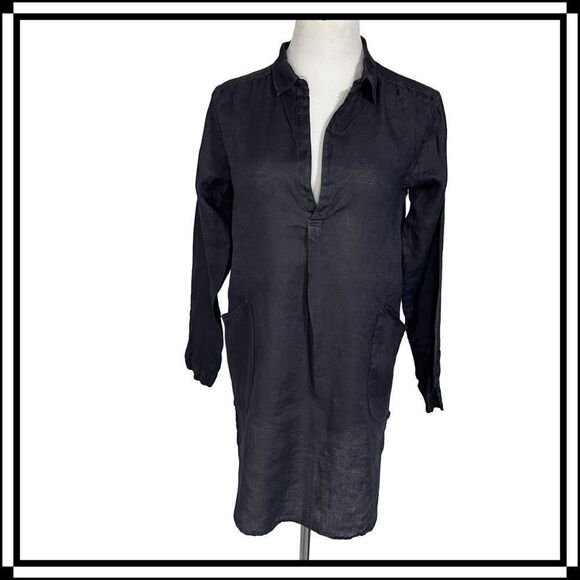 CP Shades, Navy Blue Lightweight Linen Tunic, Size XS - Picture 1 of 7